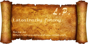 Latosinszky Patony névjegykártya